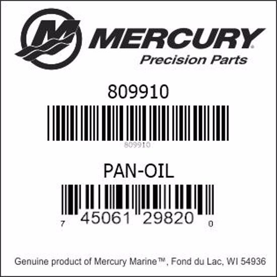 Bar codes for Mercury Marine part number 809910