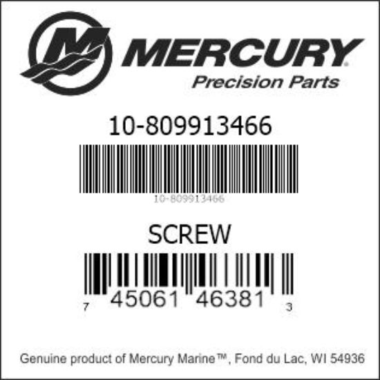 Bar codes for Mercury Marine part number 10-809913466