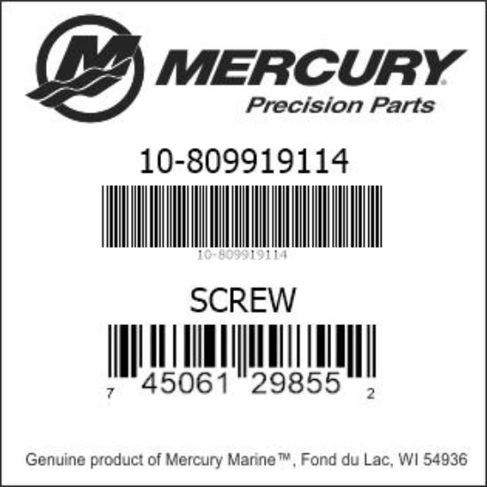 Bar codes for Mercury Marine part number 10-809919114
