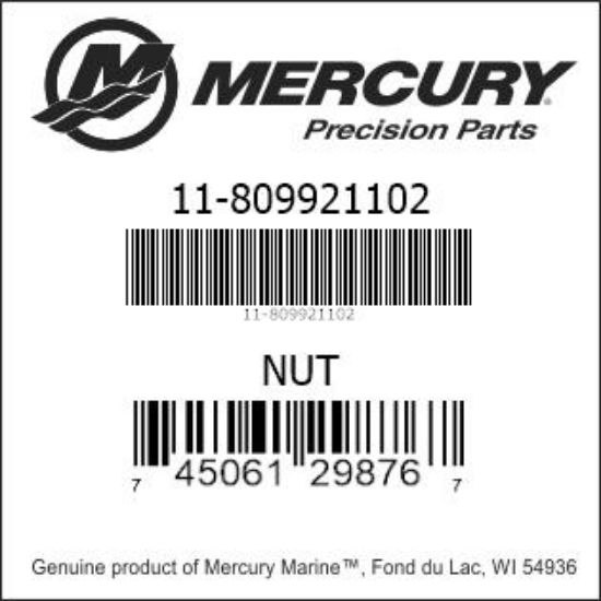 Bar codes for Mercury Marine part number 11-809921102