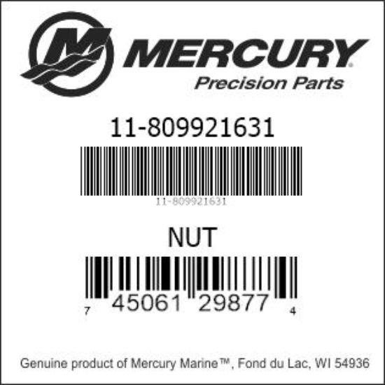 Bar codes for Mercury Marine part number 11-809921631