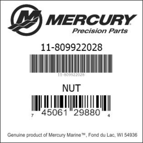 Bar codes for Mercury Marine part number 11-809922028