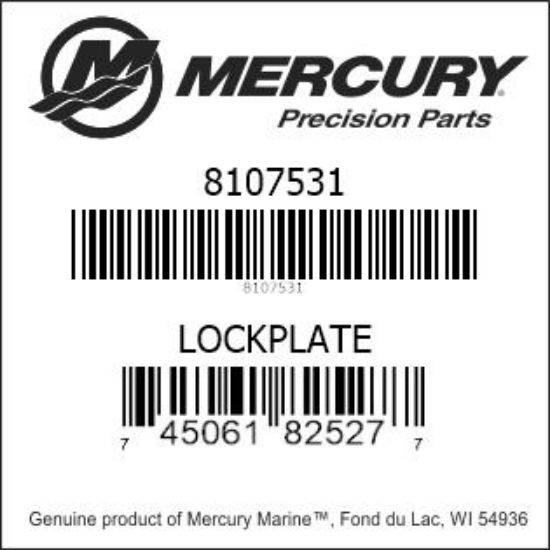 Bar codes for Mercury Marine part number 8107531