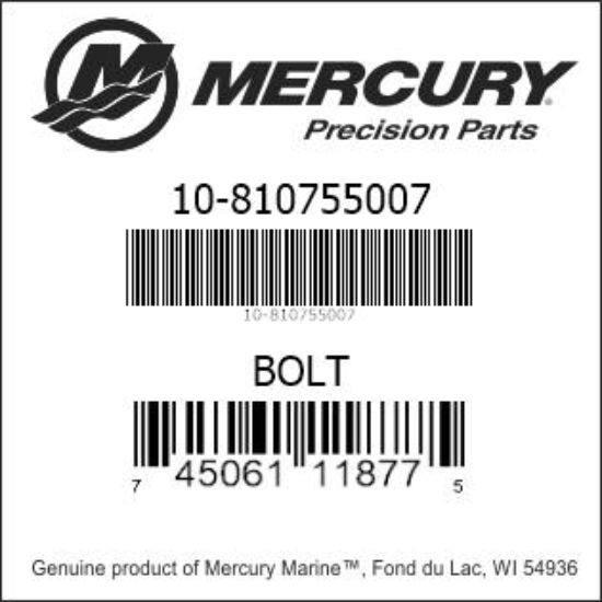 Bar codes for Mercury Marine part number 10-810755007