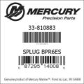 Bar codes for Mercury Marine part number 33-810883