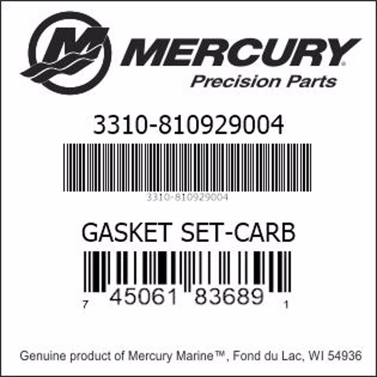Bar codes for Mercury Marine part number 3310-810929004