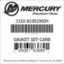 Mercury Marine part number 3310-810929004 GASKET SET-CARB Bar codes for Mercury Marine part number 3310-810929004