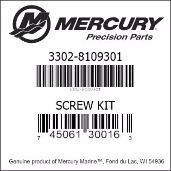 Bar codes for Mercury Marine part number 3302-8109301