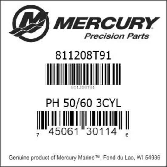 Bar codes for Mercury Marine part number 811208T91