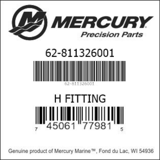Bar codes for Mercury Marine part number 62-811326001