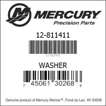 Mercury Marine part number 12-811411 WASHER Bar codes for Mercury Marine part number 12-811411