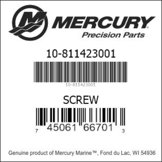 Bar codes for Mercury Marine part number 10-811423001