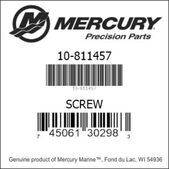 Bar codes for Mercury Marine part number 10-811457