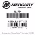Bar codes for Mercury Marine part number 811534