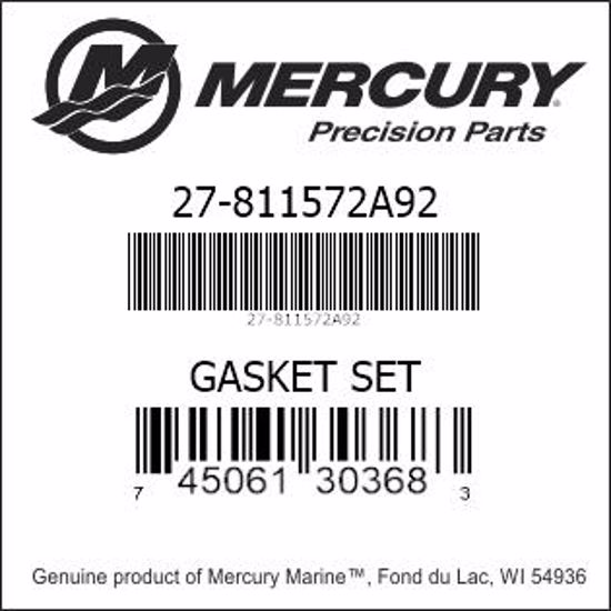 Bar codes for Mercury Marine part number 27-811572A92