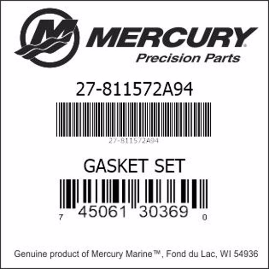 Bar codes for Mercury Marine part number 27-811572A94