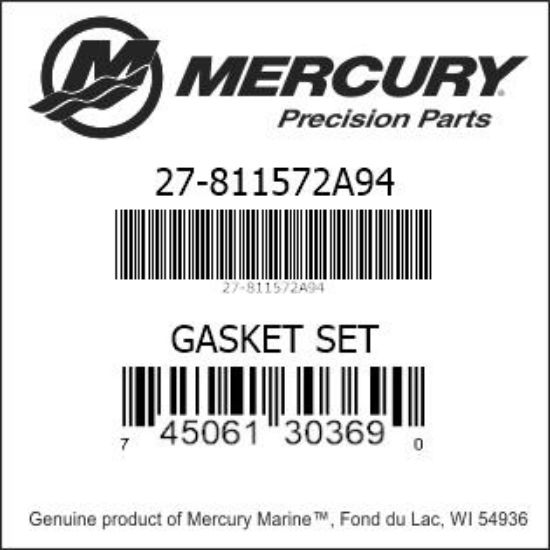 Bar codes for Mercury Marine part number 27-811572A94