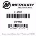 Bar codes for Mercury Marine part number 811584