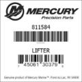 Bar codes for Mercury Marine part number 811584