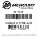 Bar codes for Mercury Marine part number 811591T