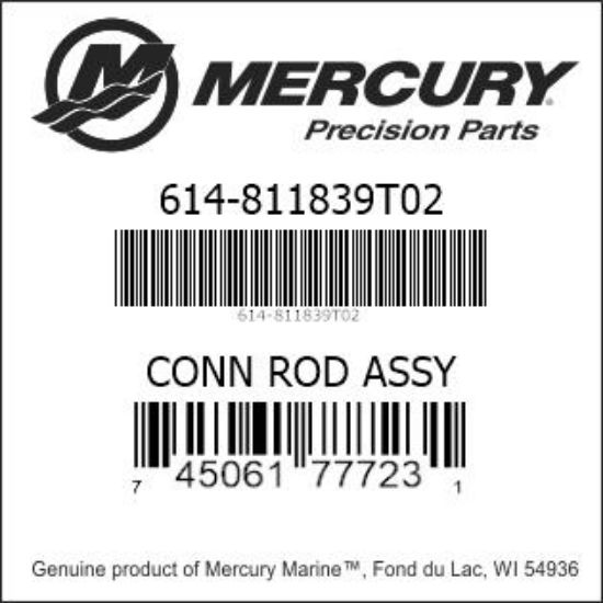 Bar codes for Mercury Marine part number 614-811839T02