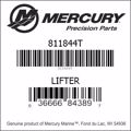 Bar codes for Mercury Marine part number 811844T