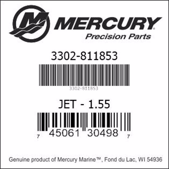 Bar codes for Mercury Marine part number 3302-811853