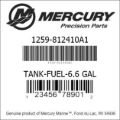 Bar codes for Mercury Marine part number 1259-812410A1
