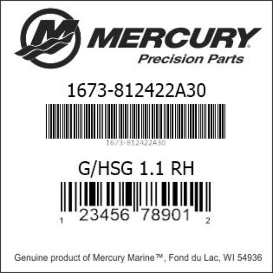 Bar codes for Mercury Marine part number 1673-812422A30