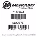 Bar codes for Mercury Marine part number 812497A4