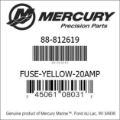 Bar codes for Mercury Marine part number 88-812619