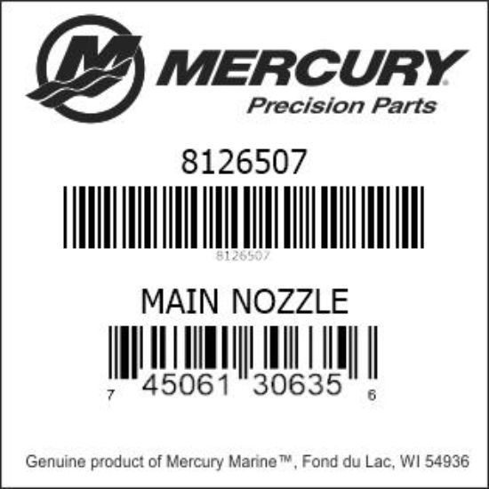 Bar codes for Mercury Marine part number 8126507