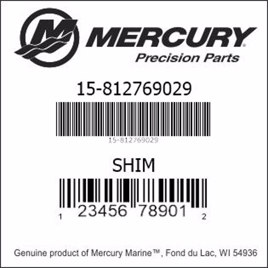 Bar codes for Mercury Marine part number 15-812769029