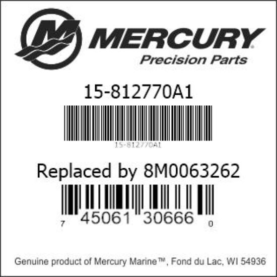 Bar codes for Mercury Marine part number 15-812770A1