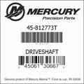 Bar codes for Mercury Marine part number 45-812773T