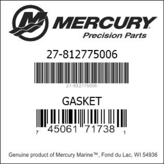 Bar codes for Mercury Marine part number 27-812775006