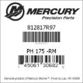Bar codes for Mercury Marine part number 812817R97