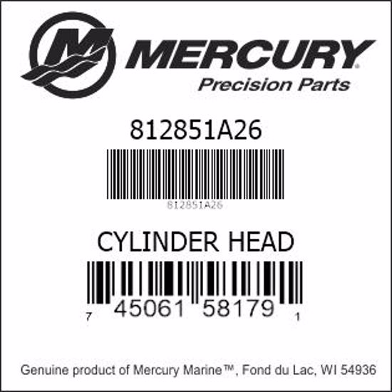 Bar codes for Mercury Marine part number 812851A26