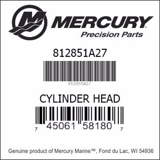 Bar codes for Mercury Marine part number 812851A27