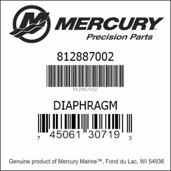Bar codes for Mercury Marine part number 812887002
