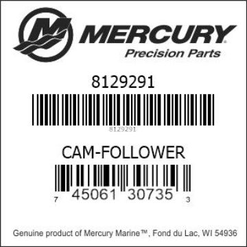 Mercury Marine part number 8129291 CAM-FOLLOWER Bar codes for Mercury Marine part number 8129291