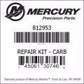 Bar codes for Mercury Marine part number 812953