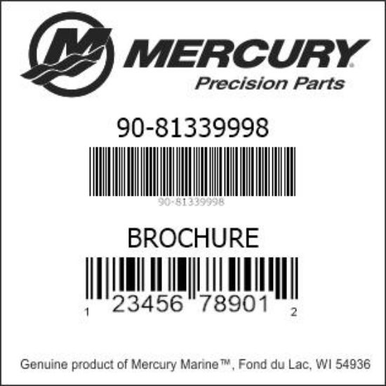 Bar codes for Mercury Marine part number 90-81339998