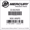 Bar codes for Mercury Marine part number 33-813425