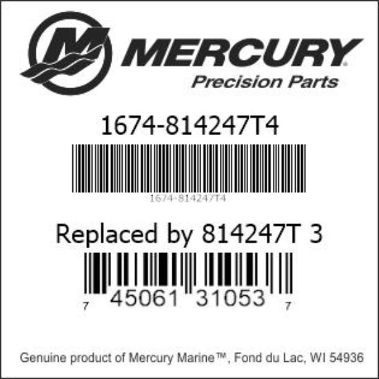 Bar codes for Mercury Marine part number 1674-814247T4