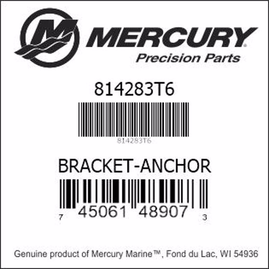 Bar codes for Mercury Marine part number 814283T6