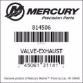 Bar codes for Mercury Marine part number 814506