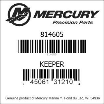 Mercury Marine part number 814605 KEEPER Bar codes for Mercury Marine part number 814605