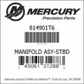Bar codes for Mercury Marine part number 814901T6