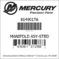 Bar codes for Mercury Marine part number 814901T6